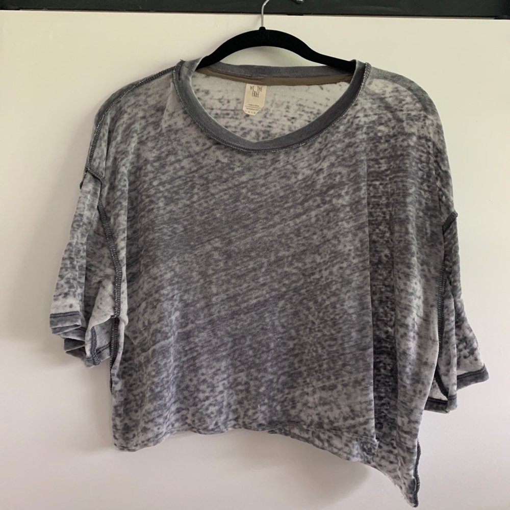 Free People Gray Short Sleeve Tee
